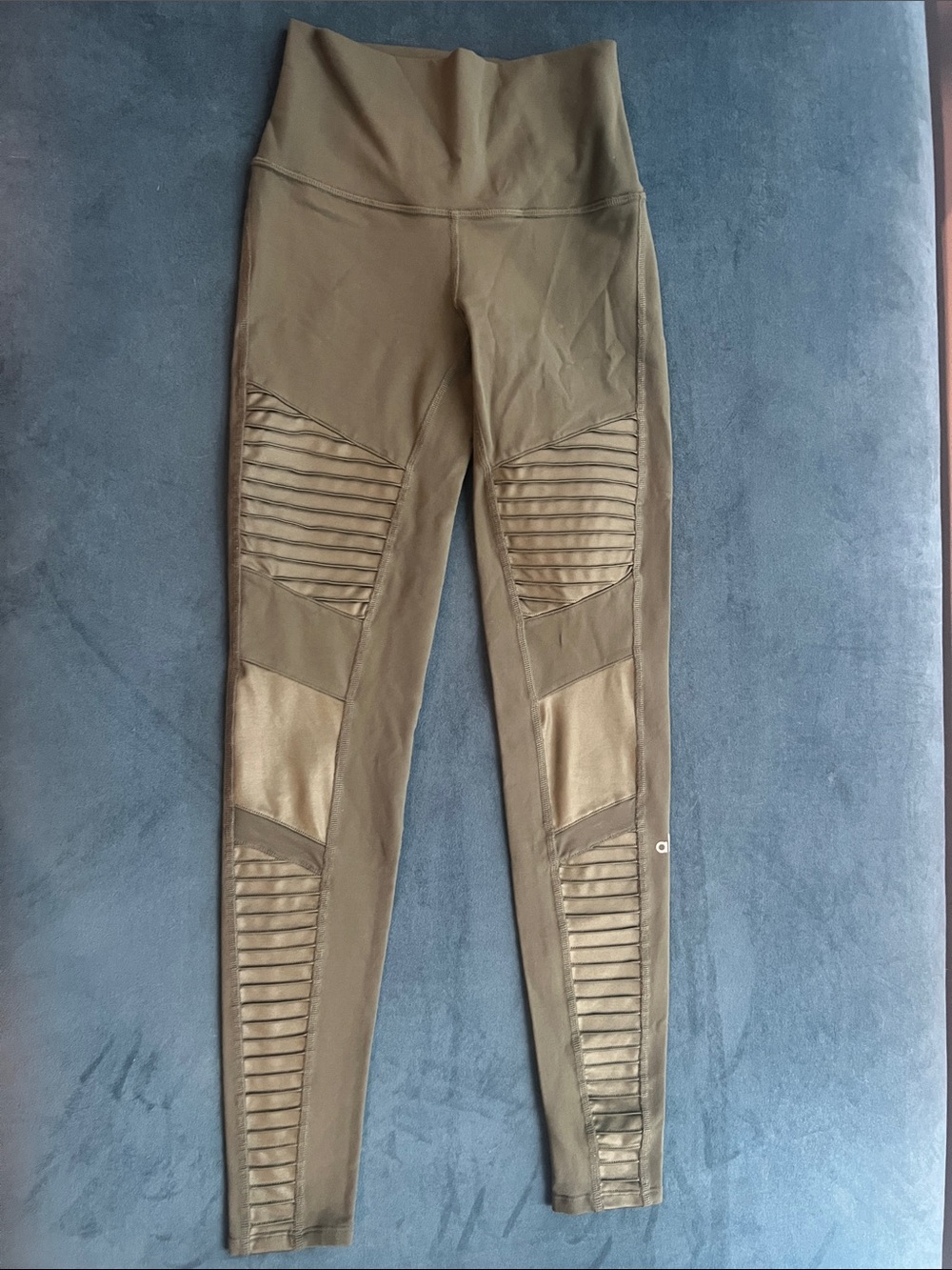 Alo High-Waist Olive Green Moto Leggings